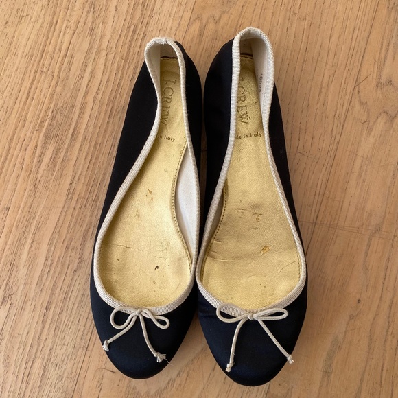J. Crew Shoes - JCREW Black Satin Ballet Flats